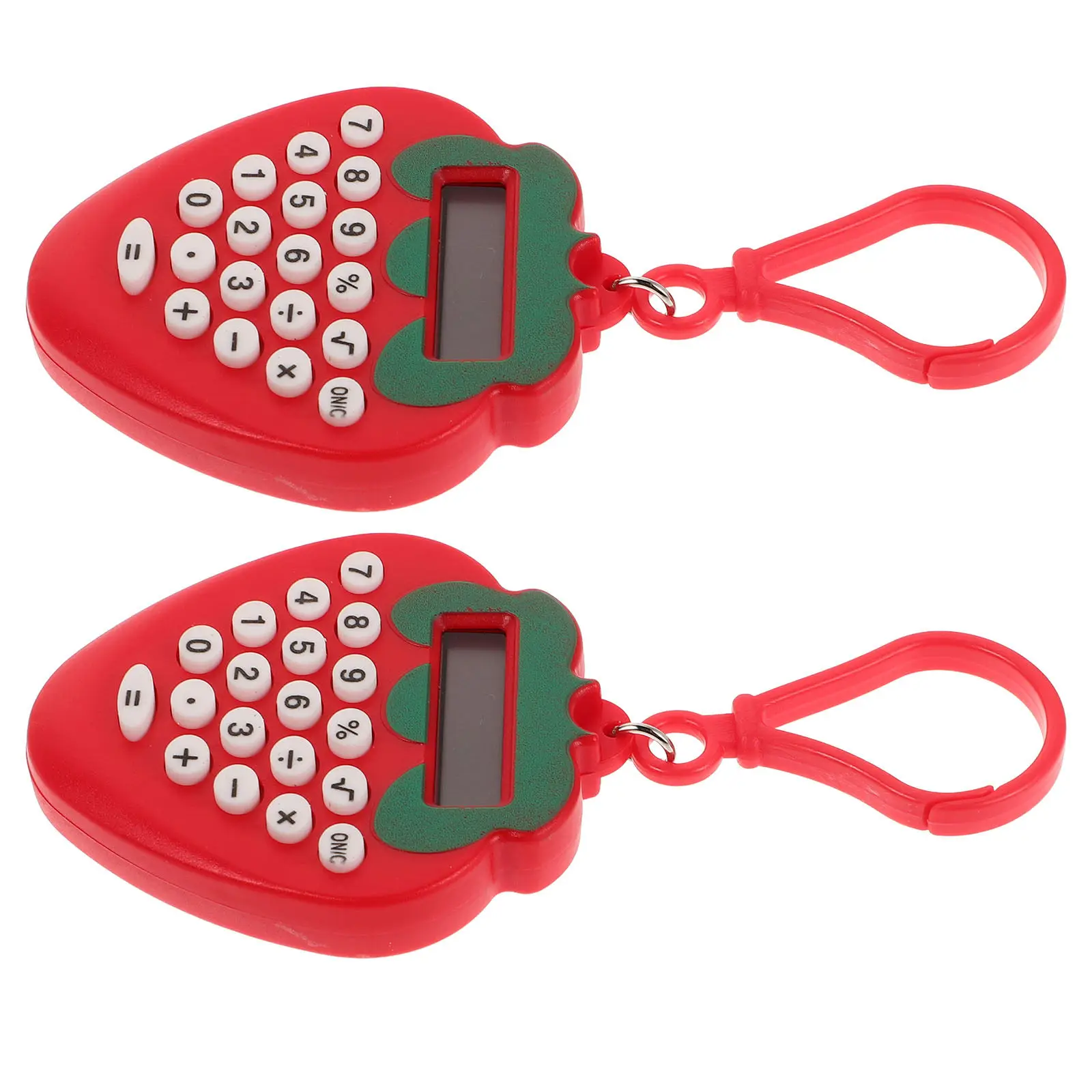 

2Pcs Mini Strawberry Calculator Portable Keyring Electronic Calculator Compact Cute Red Kawaii Design for Students Teachers
