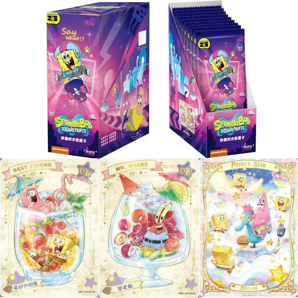 KAYOU Original SpongeBob Schwammkopf Karten Spaßzeit Traummusik Süße Debüt-Anime-Film-Sammelkarten Spielzeug Geschenke