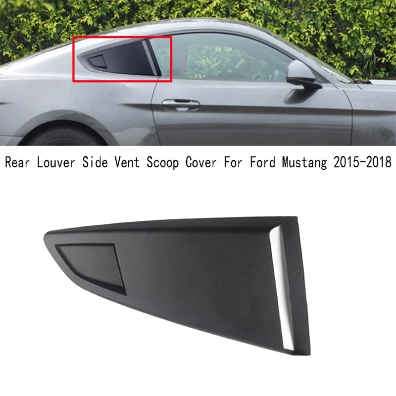 1Pair Car Window Quarter Rear Louver Side Vent Scoop Cover For Ford Mustang 2015-2018