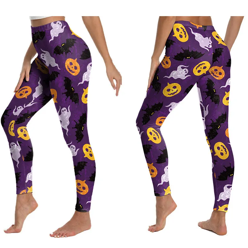 Halloween abóbora impressão calças de cintura alta mulheres capri leggings nova fitness sexy estiramento magro treino leggings mujer collants