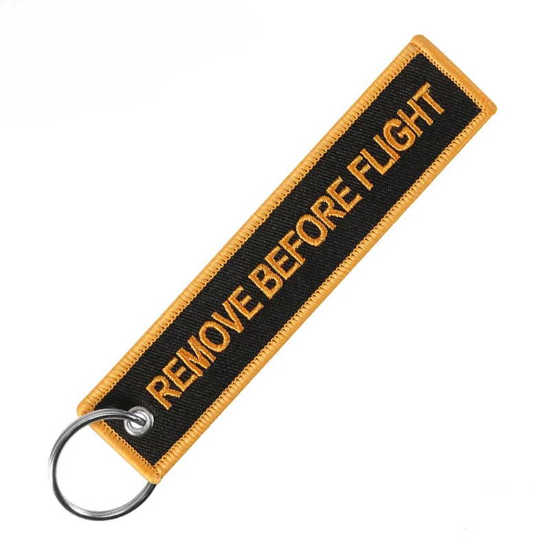 Cloth LOGO Embroidery Motorcycle Car Keyring Insert Remove Before Flight Keychain Color Fabric Embroidered Aviation Bag Pendant