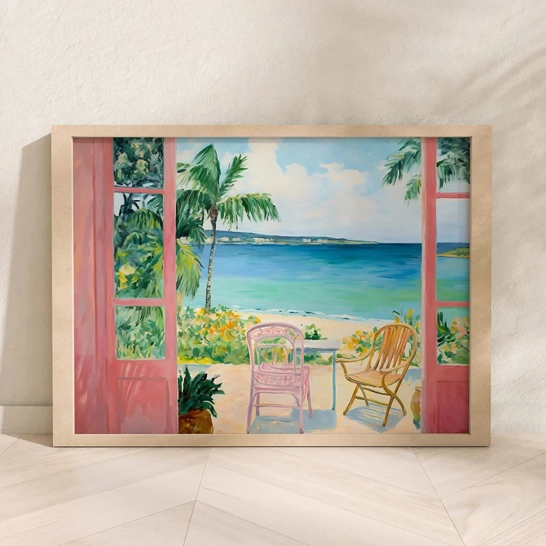 Clasisc Henri Matisse Artwork Summer Window View Flower Field Landscape Poster Canvas Painting Wall Pictures Home Decor