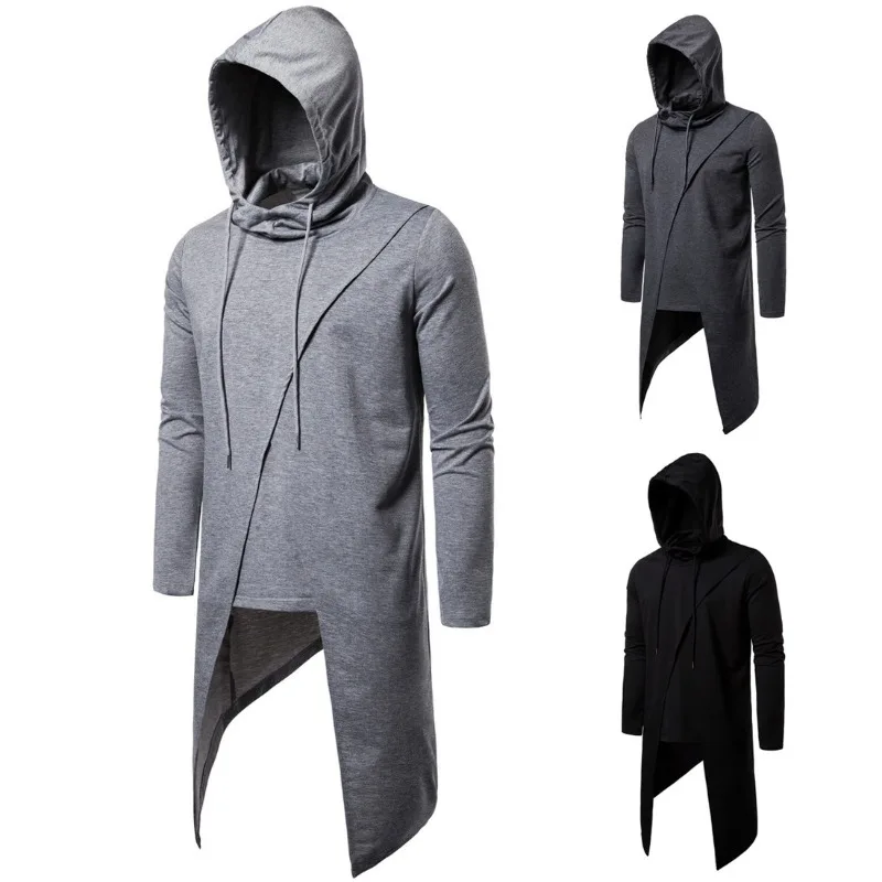 

Men's Hooded Long Sleeved Hoodie Autumn New Foreign Trade European Size Men's Hooded Pullover Medium Length Hoodie Men's Jacket