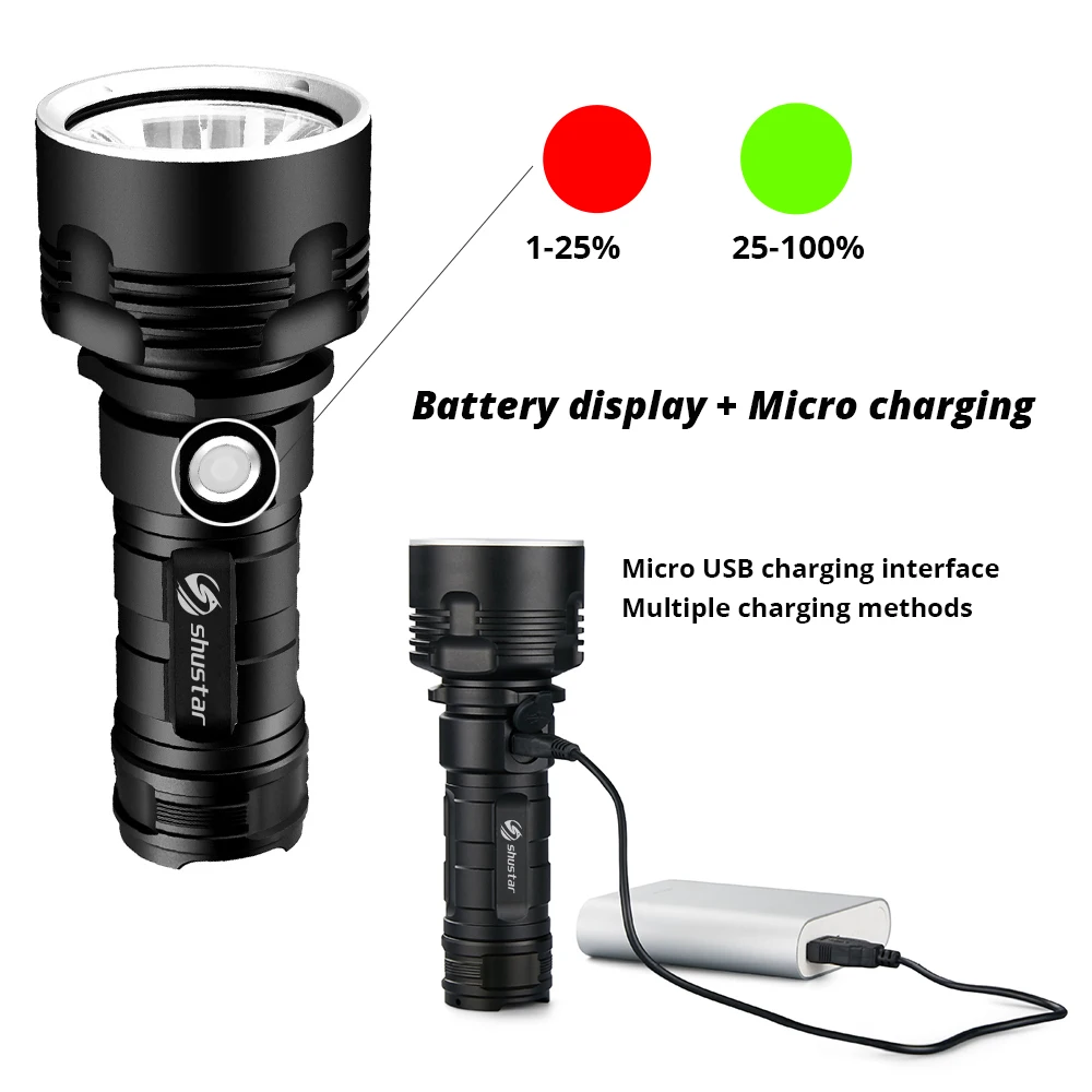 Lampe de poche S114 à 4 cœurs XHP70.2 LED, torche tactique imperméable, lanterne Ultra lumineuse pour la chasse et le camping