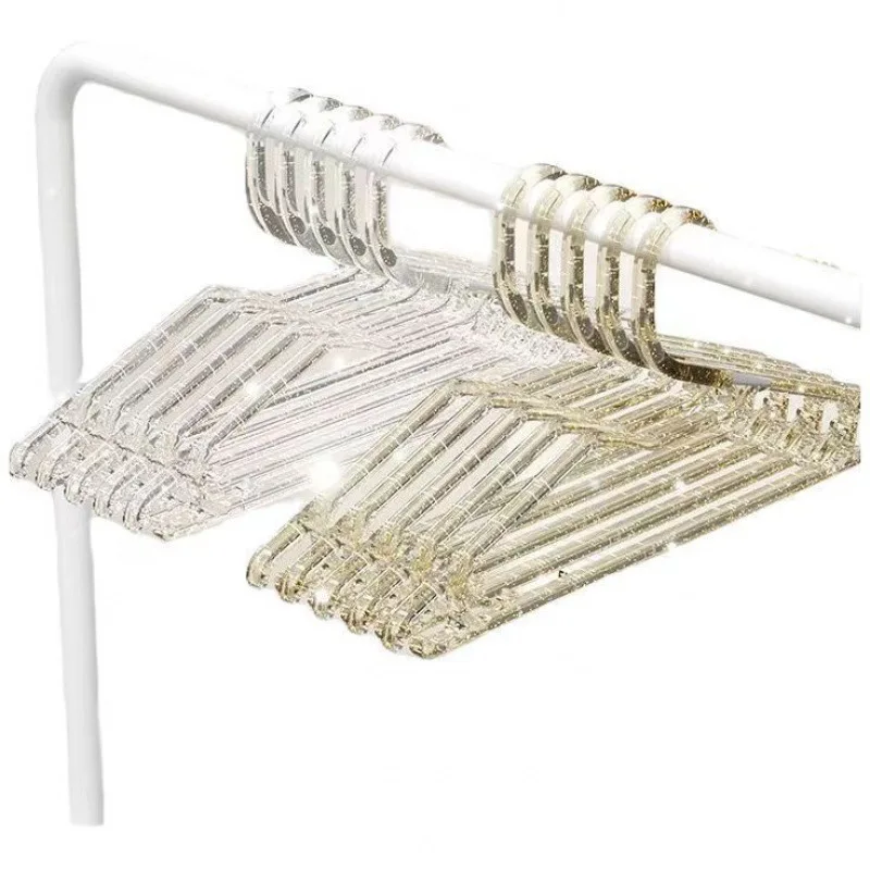 10pc/set Clear Acrylic Clothes Racks,Non Slip Glitter Coat Hangers,Crystal Suit Hanger for Suit Coat Sweater Jacket Blouse Dress