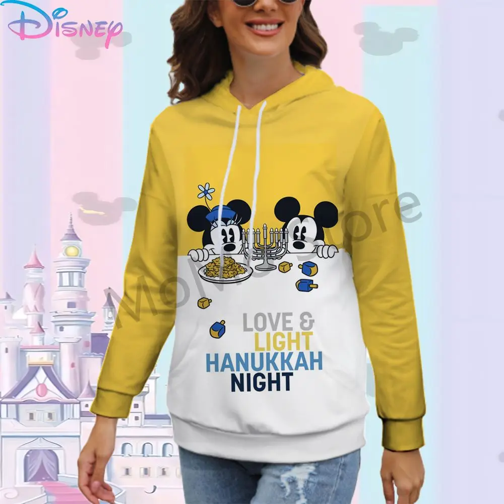 Women's Hoodies Disney Mickey Mouse Men's Long Sleeve Ladies Fashion S-3XL Y2k Youthful Woman Clothes Streetwear 2024 Lovely New