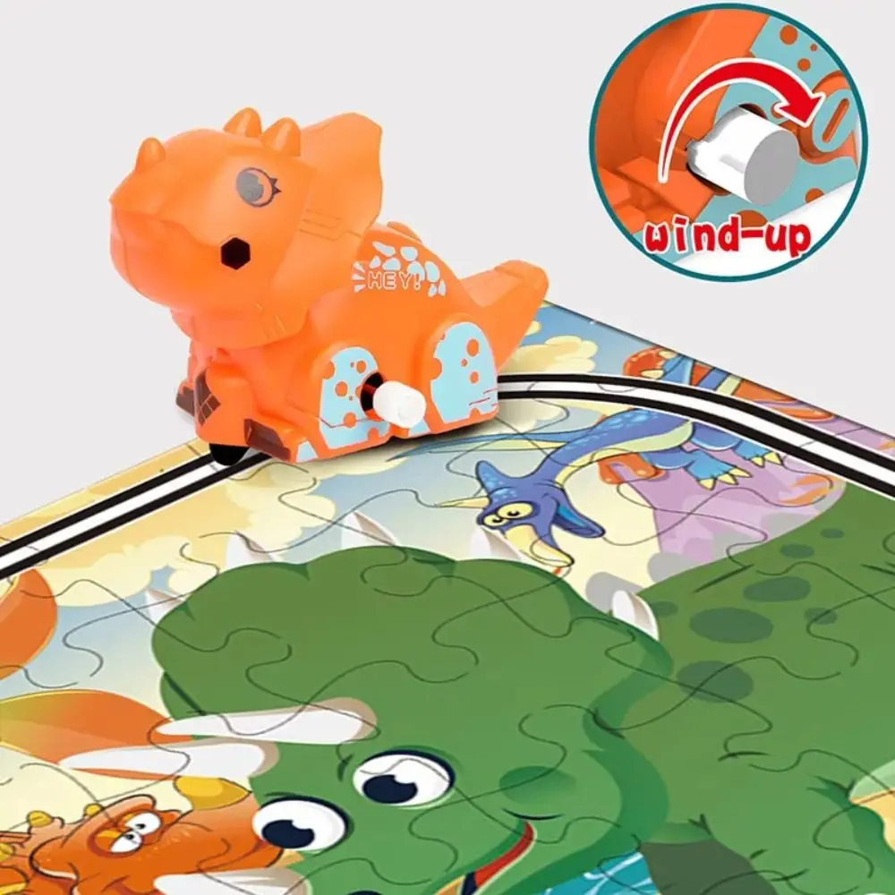 

Plastic Dinosaur Track Car Toys Jigsaw Toys Montessori Children Inertia Car 2-in-1 DIY DIY Rail Assembled Puzzle