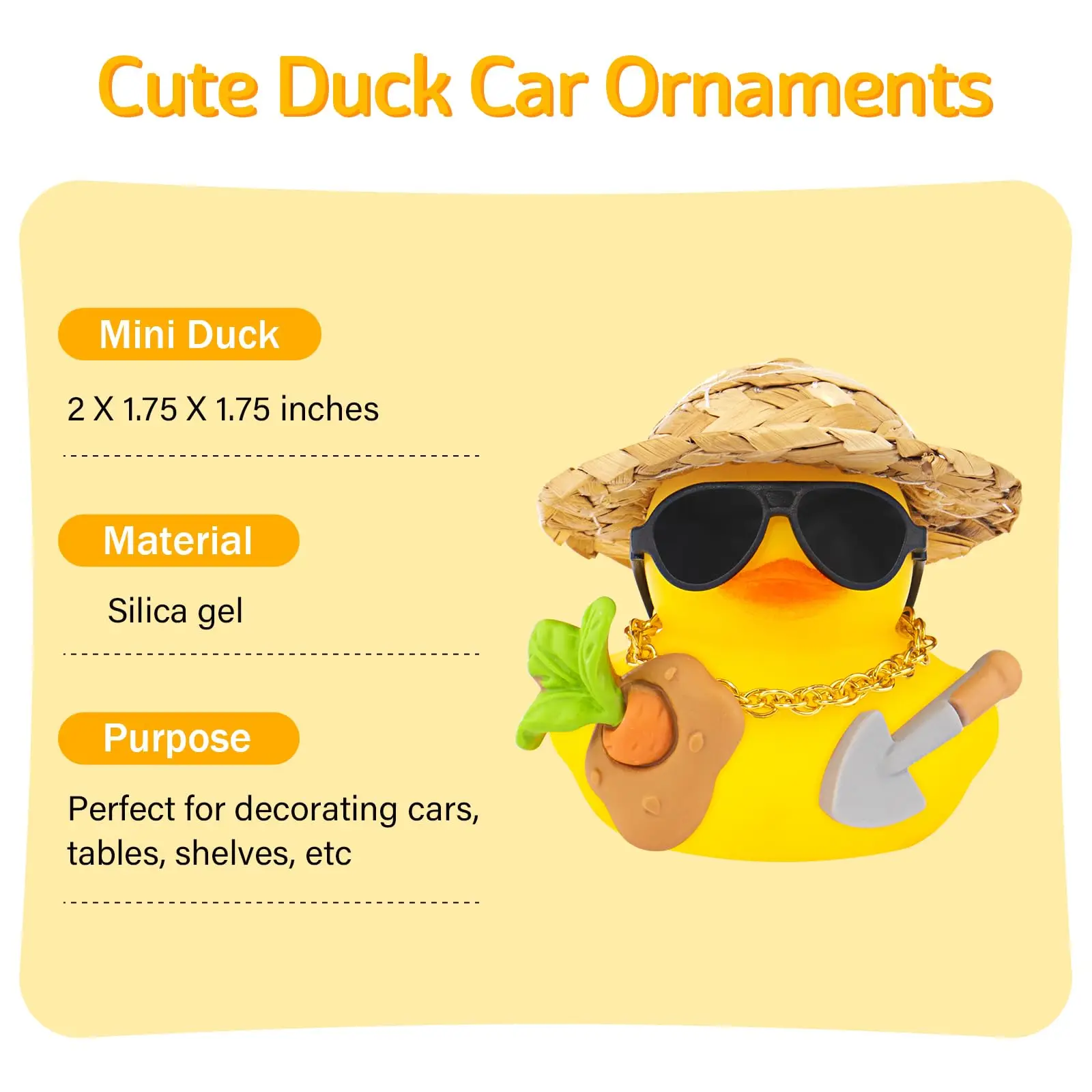 Car Decorations Beer Rubber Ducks, Dashboard Rubber Ducky for Car Ornament Cute Duck with Laser Cowboy