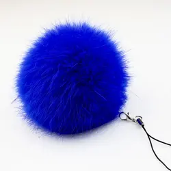 12pcs/Lot MultiColor 8cm Pom Keychain Real Rabbit Fur Ball Key Chains Keyring Porte Clef Llaveros For Bag Charm Navidad Regalos