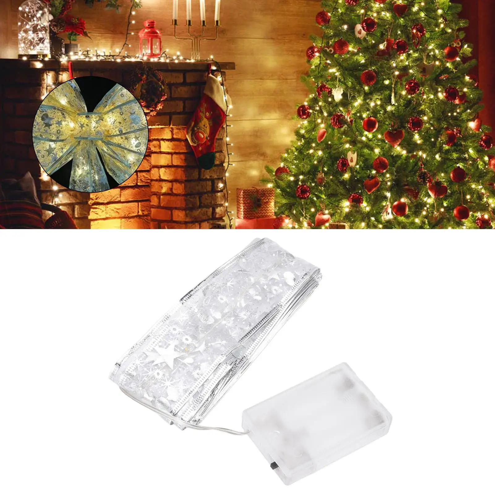 40-LED Battery-Powered Christmas Tree Ribbon Light - Bendable Decorative String Lights for bedroom & for wedding Decor