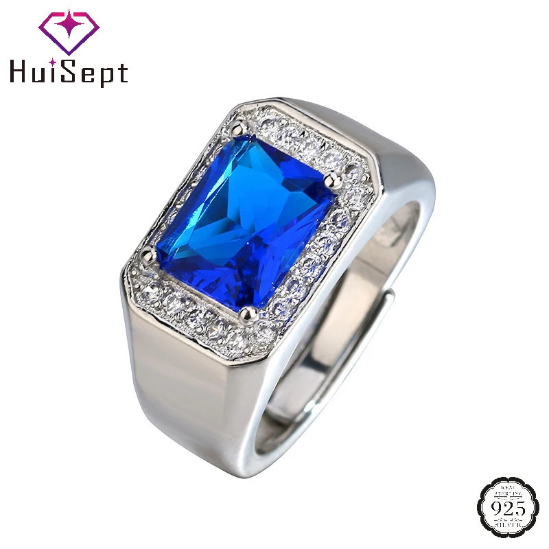 

HuiSept Ring for Men 925 Silver Jewelry Accessories with Zircon Gemstone Open Finger Rings Wedding Party Bridal Gift Wholesale