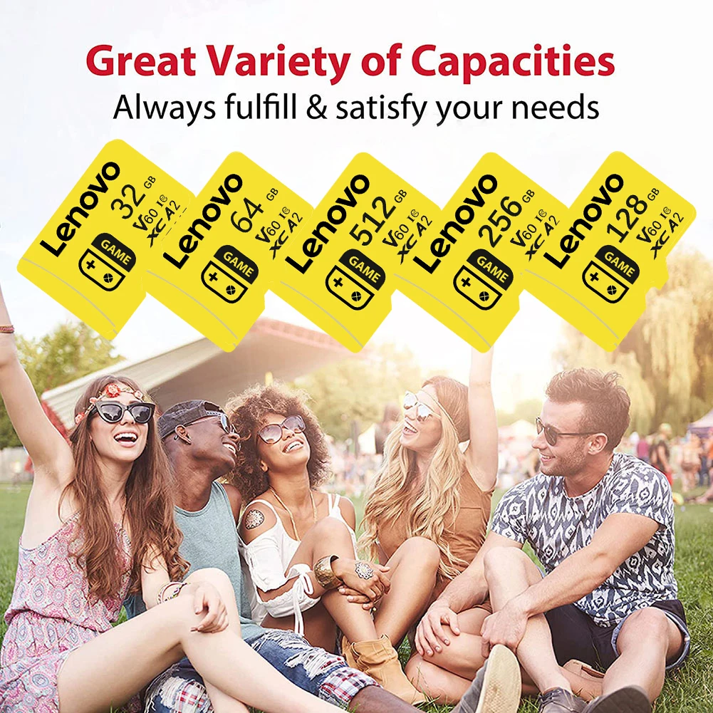Lenovo High Speed Micro SD Card V60 A2 512GB 256GB 128GB 64GB 32GB for PC Game Consoles Cameras - Memory Storage Card - view 2