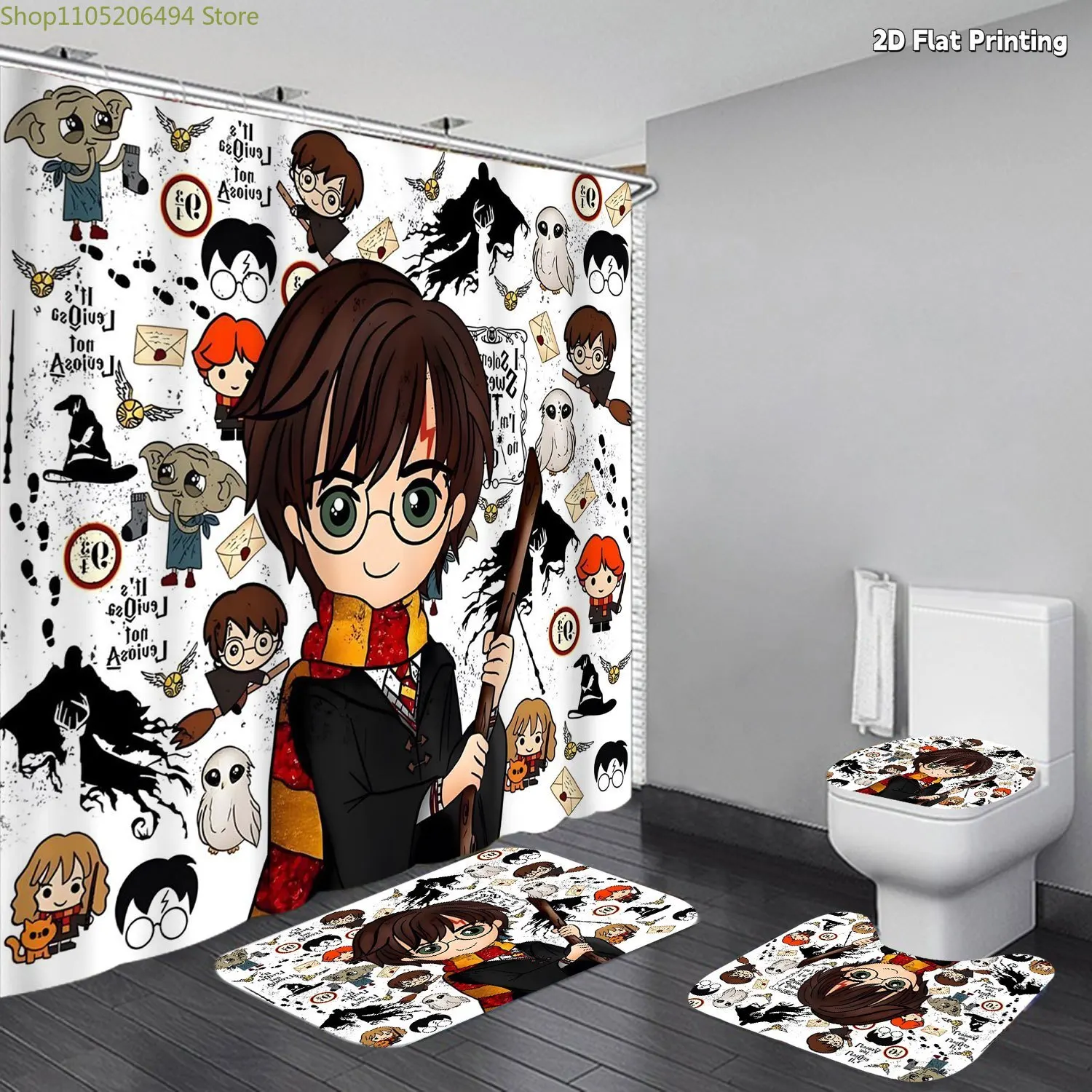 

1/4 шт. Warner Bros, WB, DC, Гарри Поттер, набор штор для душа с персонажем мультфильма | 14 крючков, можно стирать в машине, ткань, включает N