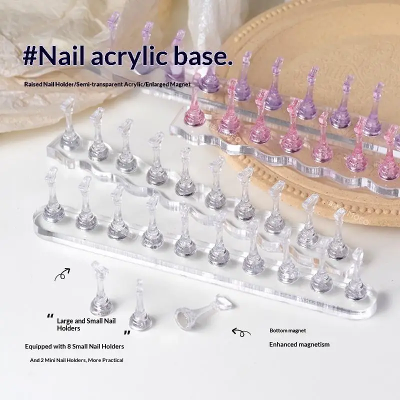 Présentoir magnétique pour pratique de Nail Art, ensemble de hauteur, support de pratique pour faux ongles, outils de pratique de manucure en acrylique