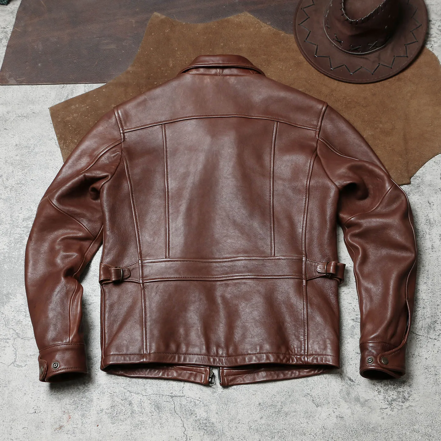 Brown Autumn Leather Jacket Men Retro Casual Style Plus Size 5XL Genuine Natural Sheepskin Turn-Down Collar Slim Leather Coat - Image 4