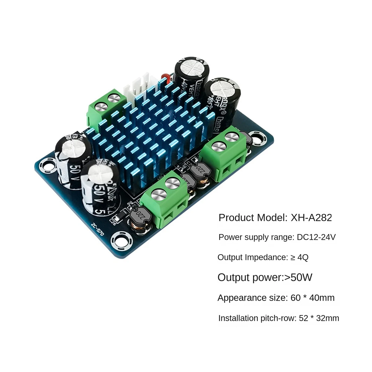 A57G-XH-A282 เครื่องขยายเสียงดิจิตอล 50W + 50W 2.0 Channel สเตอริโอเครื่องขยายเสียงโมดูล DC12-24V