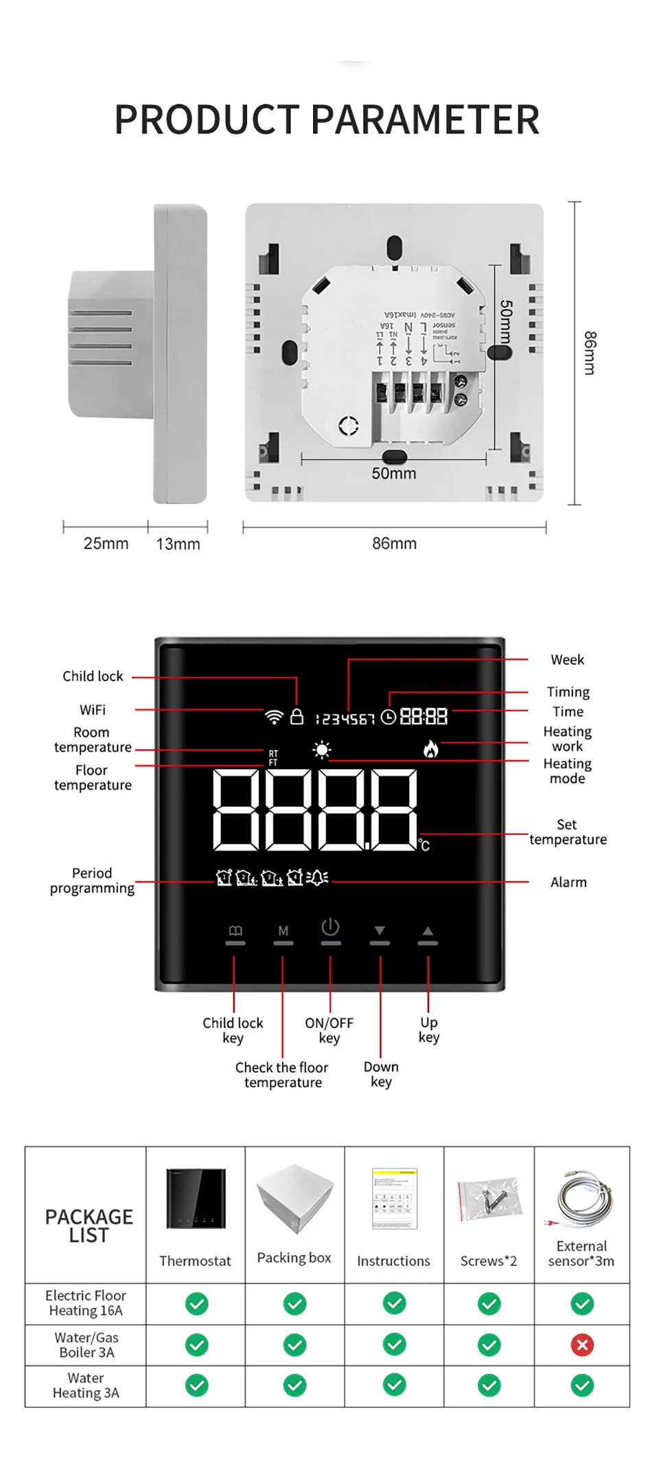 Tuya Smart Floor Heating Wifi Thermostat For Water Room Temperature Remote Controller Google Home\Aleax