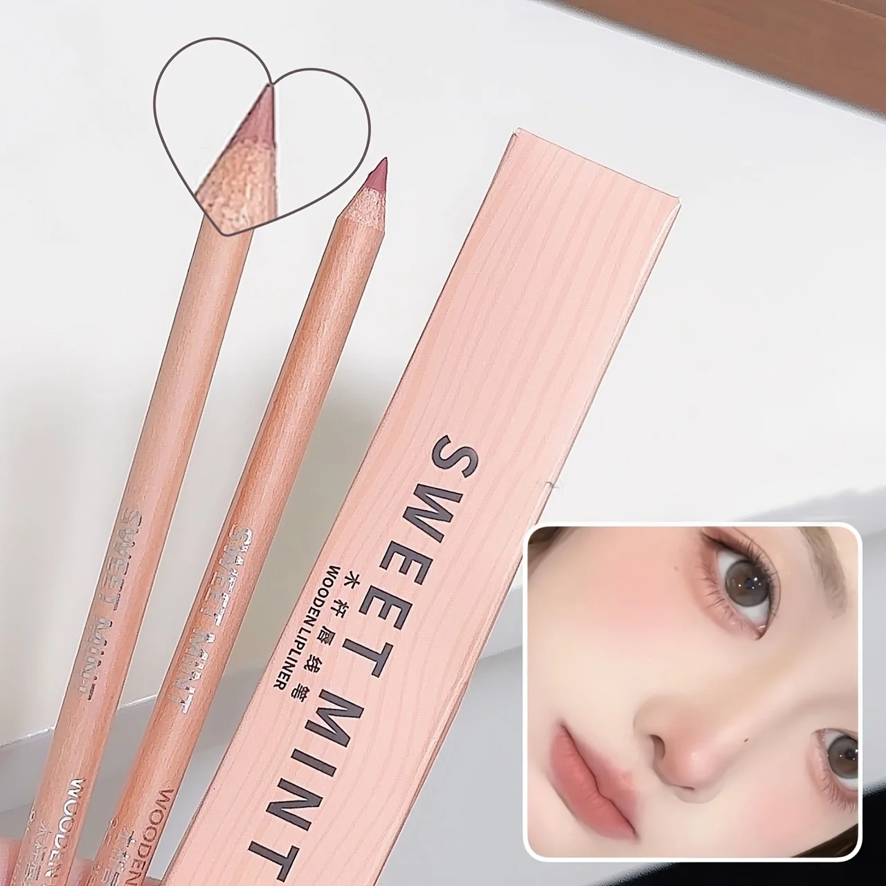 Sweetmint Wood Stick Lip Liner Matte Natural Beep Lip Delineador labial nude de longa duração e baixa saturação para iniciantes