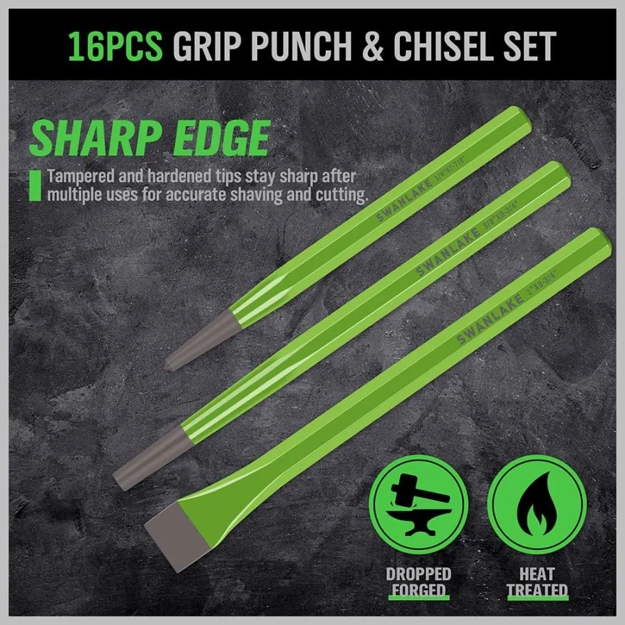 28piece Punch and Chisel Set for Precision Metalworking: Includes Pin Punches Taper Punch Cold Chisels and Center Punches for A