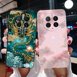 For Huawei Mate 50 Pro Case 2022 Dragon Black Painted Cover Soft Silicone Back Cases For Huawei Mate 50 Mate50 Pro Bumper Fundas