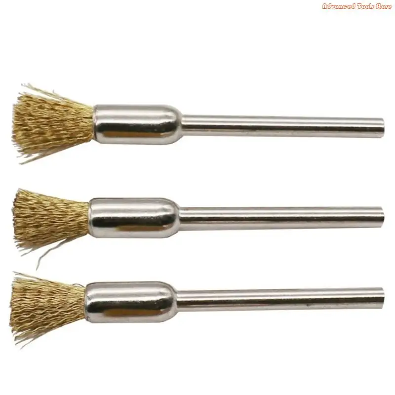 Brass Wire Brushes Set Remove Burrs Rust Dust for Hand Drill, Drill Press 1/8