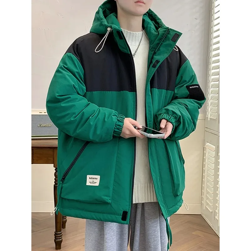 

2023 New Men's Winter Jacket Hooded Parkas Silk-like Cotton Padded Coat Plus Size Casual Man Windbreaker Thick Warm Jackets