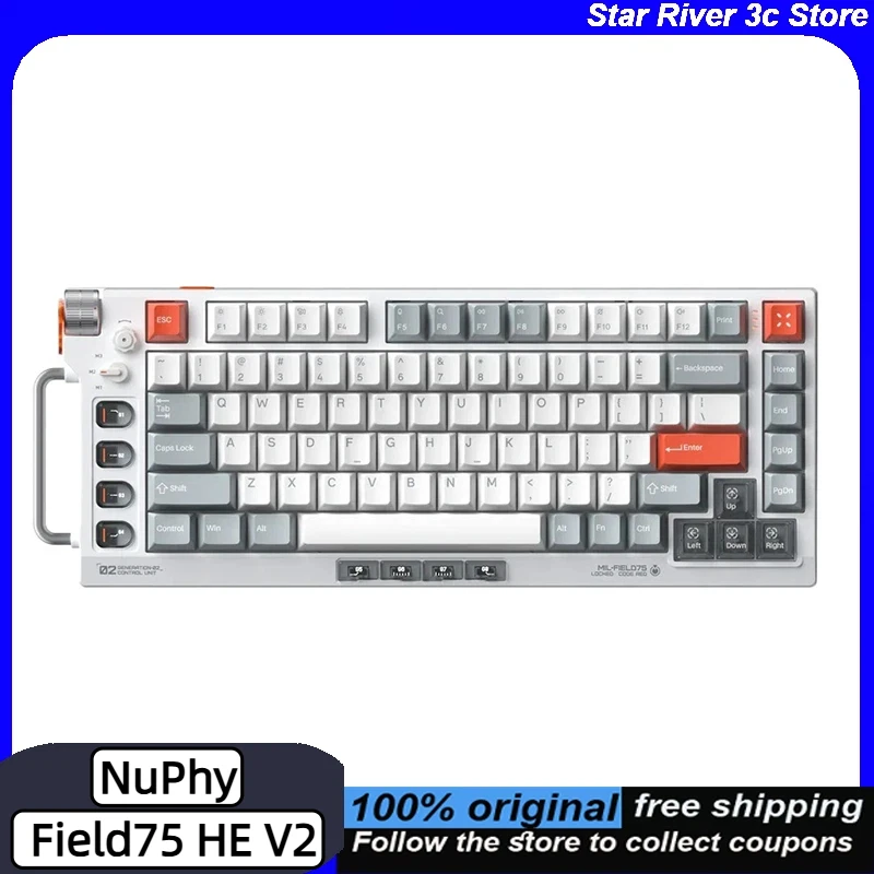 NuPhy Field75 HE V2 Magnetic Switch Keyboard Wired 8KHz Polling Rate 0.005 mm RT 32K Refresh Rate RGB Ergonomic Gaming Keyboards
