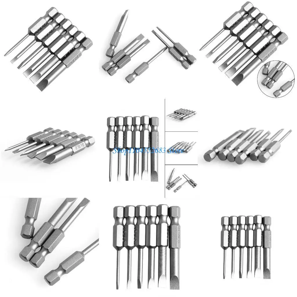 

Y6GD 6Pcs/Set 50mm 2.0-6.0mm Flat for Head Slotted Tip Screwdrivers Bits