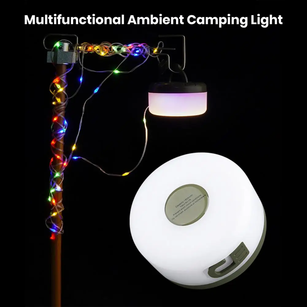 Emergency Colorful Waterproof Camping String Lights for Outdoor Tent Decoration Soft Flicker-free for A Cozy Atmosphere