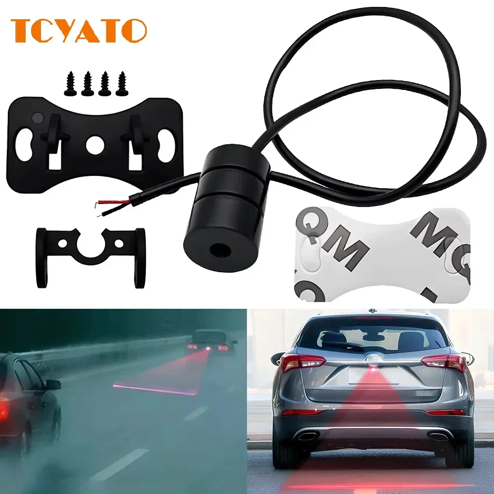 TCYATO Car  LED Laser Fog Light Motorcycle Tail Lamp Vehicle Anti-Collision Taillight Brake Braking Warning Lamps Car Fog Amagi