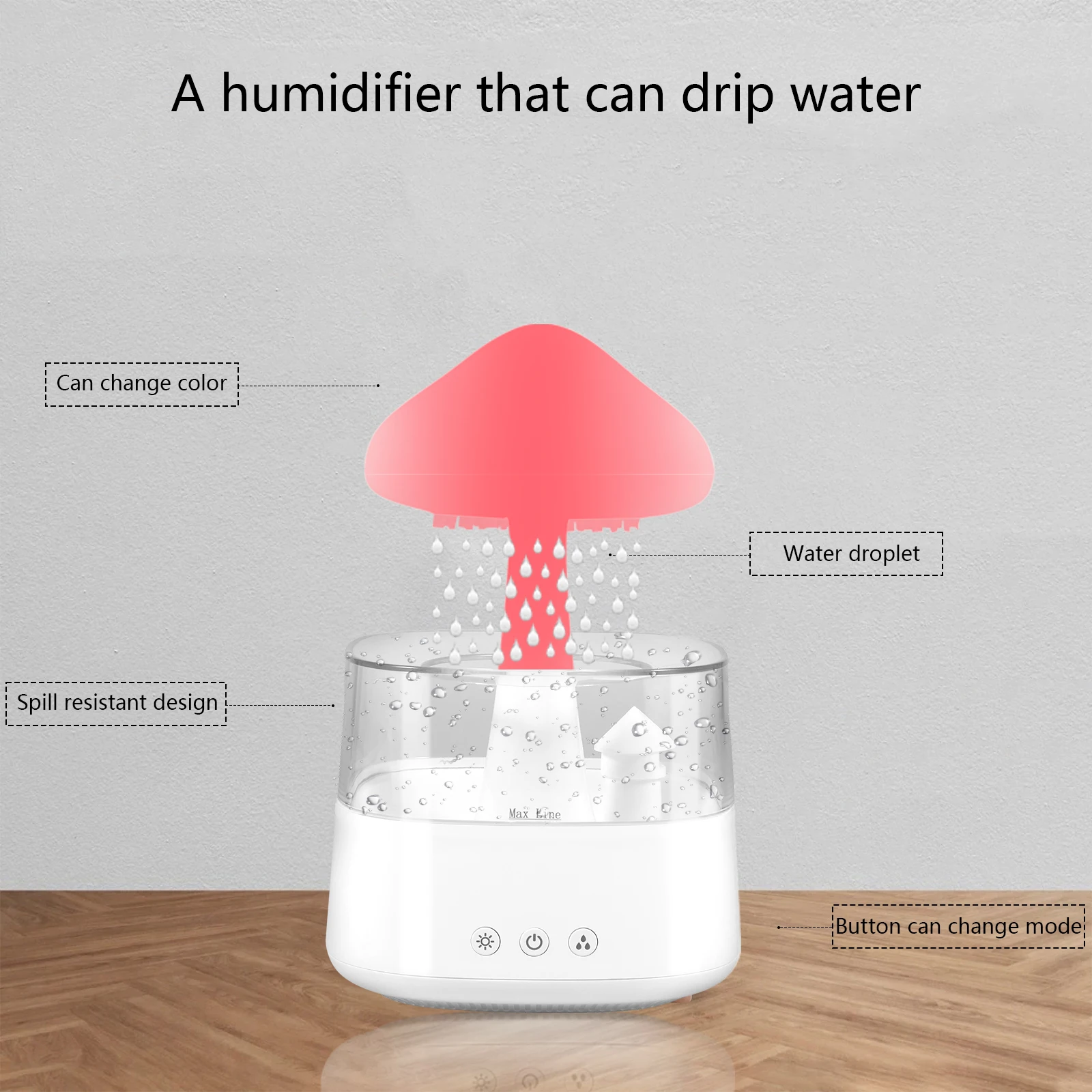 300/450 مللي 7 ألوان أضواء سحابة المطر المرطب قطرة المطر المرطب متعددة الوظائف ناشر رائحة المرطب لمكتب السرير