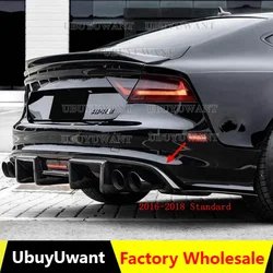 For Audi A7 S-Line S7 RS7 2016 2017 2018 Real Carbon Fiber Rear Bumper Diffuser Lip Spoiler High Quality Car Accessories
