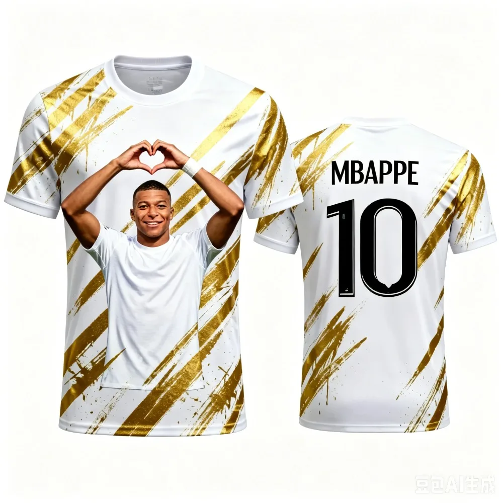 2026-27Mbappé Fan Commemorative Edition Summer 3D Printed Family Outfit Football Jersey T-shirt Suitable for Sports Wear 2 sold