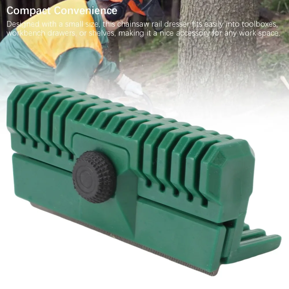 ABS Steel Guide Bar Rail Dresser 90 Degree Alignment Burr Removal Design Chainsaw Rail Dresser Kit Green Universal Fit