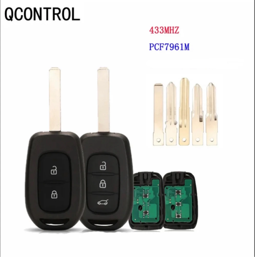 QCONTROL Remote Key 2/3 Buttons 434MHZ With 4A PCF7961M/Pcf7952E Chip For Renault Sandero Dacia Logan Lodgy Dokker Duster