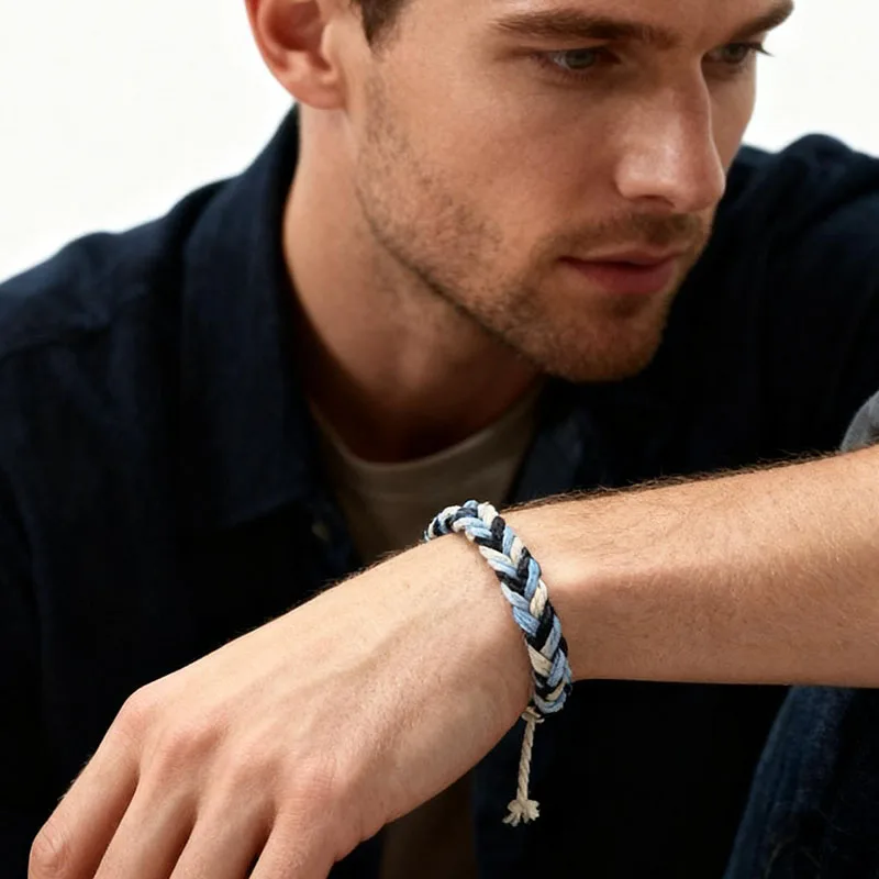 فريدة من نوعها اليدوية المنسوجة سوار للجنسين نمط العرقية قابل للتعديل مضفر التفاف سوار شارة مهرجان عادية زوجين الملحقات