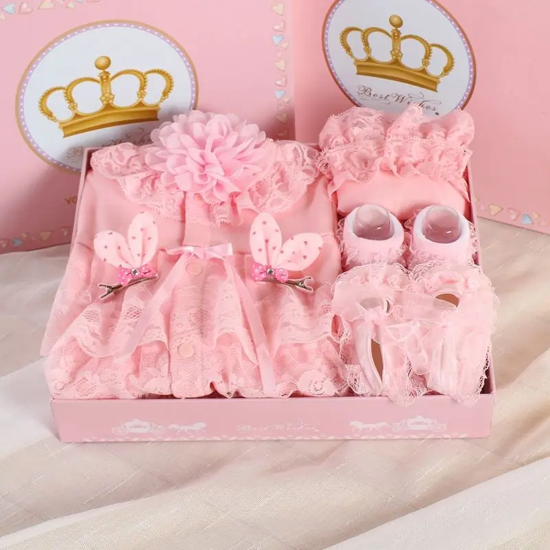 Spring and summer baby gift box newborn gift girl baby princess style gift pure cotton lace thin section