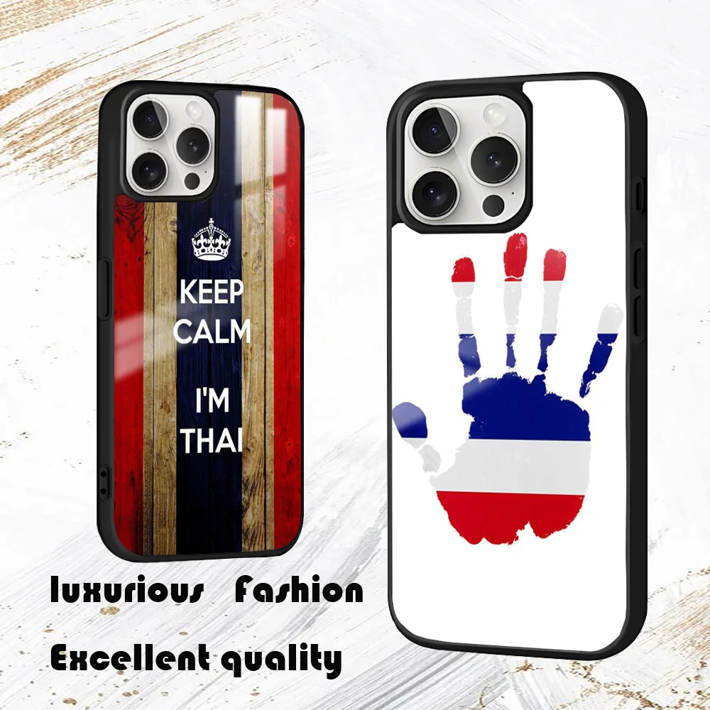 Thailand Flag Map Phone Case For iPhone 16 15 14 13 12 11 Pro Max Plus Mini PC Fashion High Quality mirror phone case