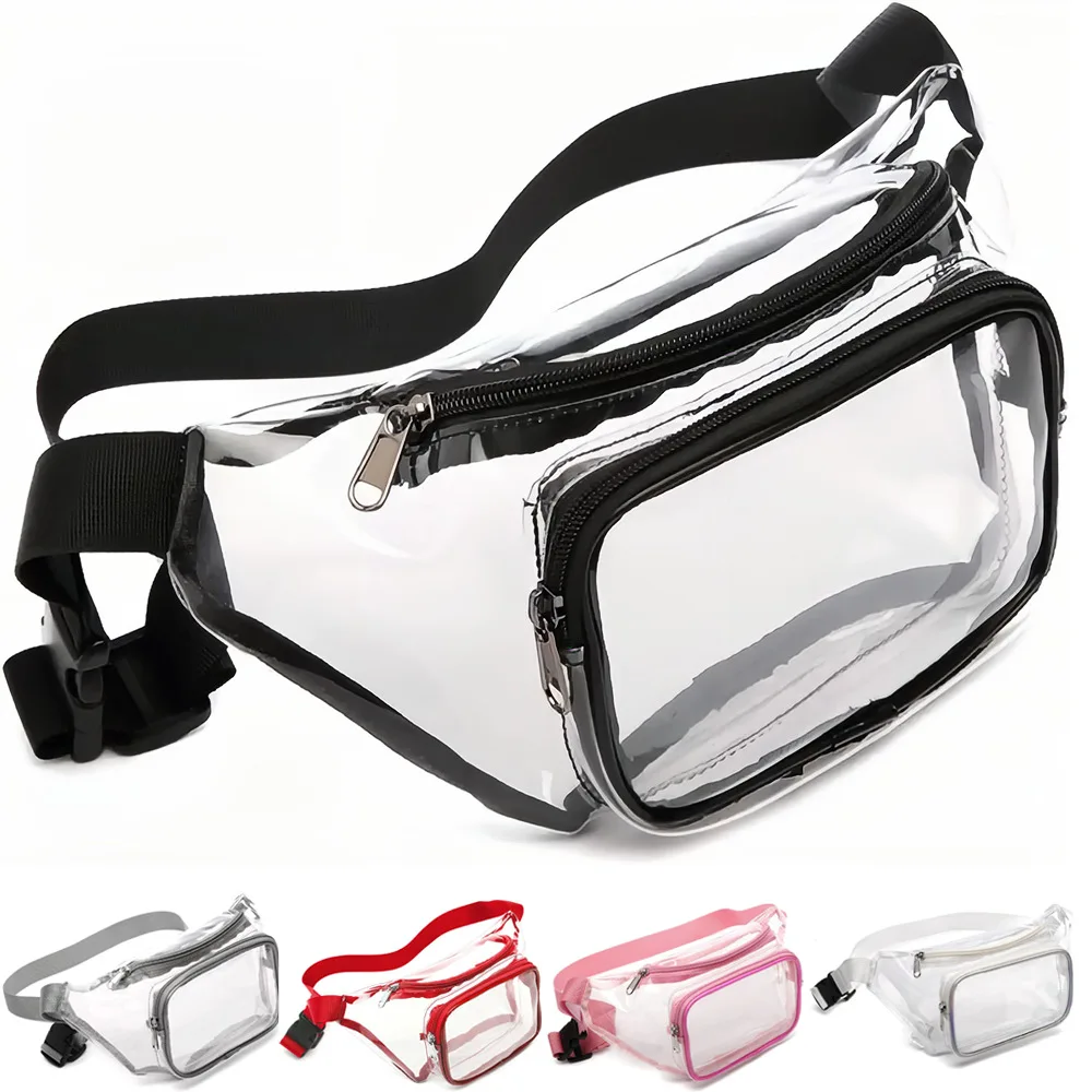 Sac de taille de sport Transparent étanche, sac banane de Jogging Fitness pour téléphone portable, écouteurs, clés d'argent, sac de poitrine de rangement