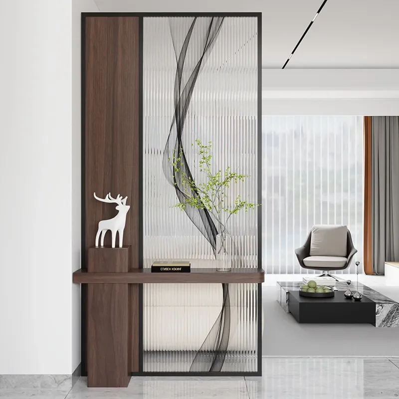 Double Sided Screen Partition Cabinet with Changhong Glass Simple Modern Design for Living Room Entrance and Bedroom Divider