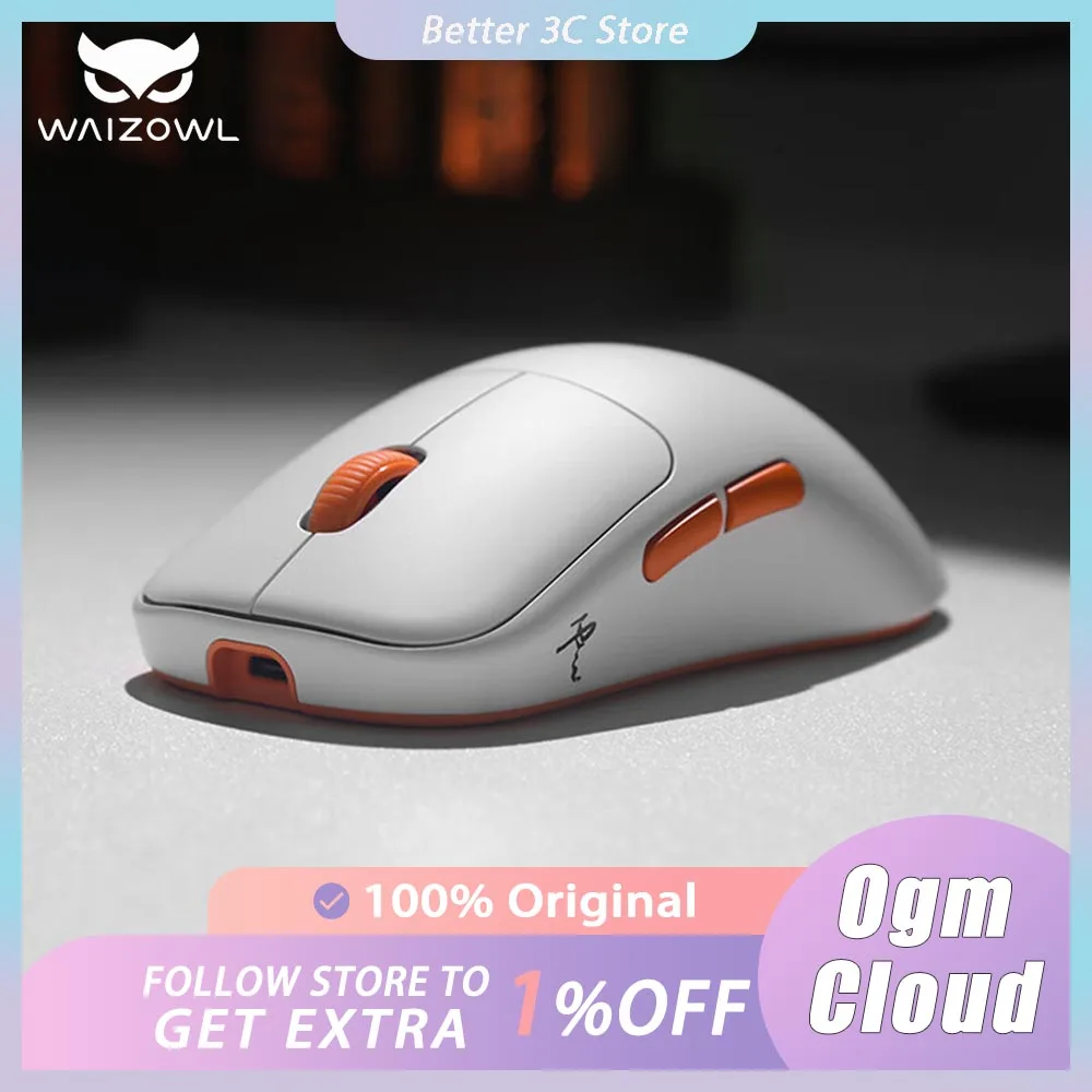 

Waizowl Ogm Cloud Wireless Mosue Tri Mode Lightweight Ergonomics Paw3395 Gaming Mouse E-Sports Accessory For Computer Pc Gift