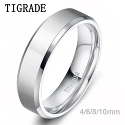 Tigrade-Anillo de titanio para hombre, alianza de boda cepillada, anillos de compromiso, joyería para pareja, Color plateado, 4/6/8/10mm