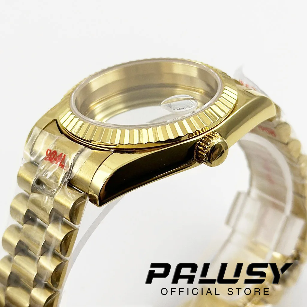 Gold Fluted Curved 36MM/40MM Watch Case Stainless Presidential Bracelet Sapphire Glass For NH34 NH35 NH36 NH38 ETA2824 Movement