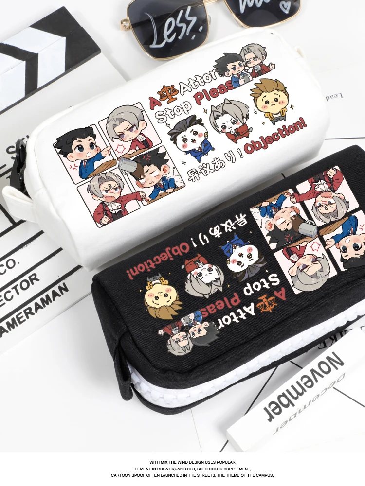 School Supplies Ace Attorney Phoenix Wright Miles Edgeworth Cosplay Writing Case Cartoon Stationery Large Capacity Pencil Box