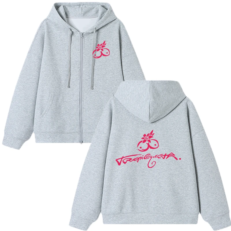 2025 KAROL G Tropicoqueta Double Sided Print Zipper Hoodies Women Men harajuku fashion Fleece Coat Sweat hip hop Jacket Unisex