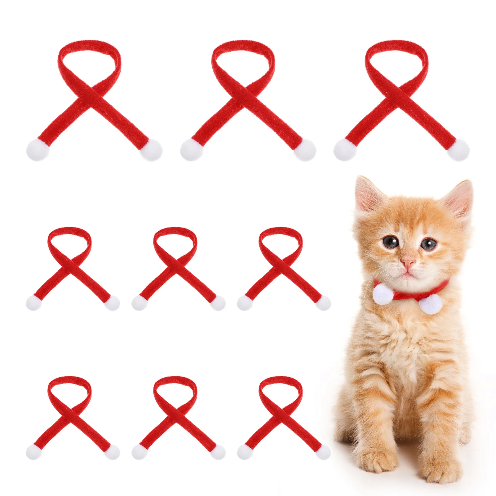 

10Pcs Xmas Mini Scarves Christmas Pet Costume Accessories Lightweight Tiny Scarves for Crafts Cats Dogs Wine Bottle Decoration