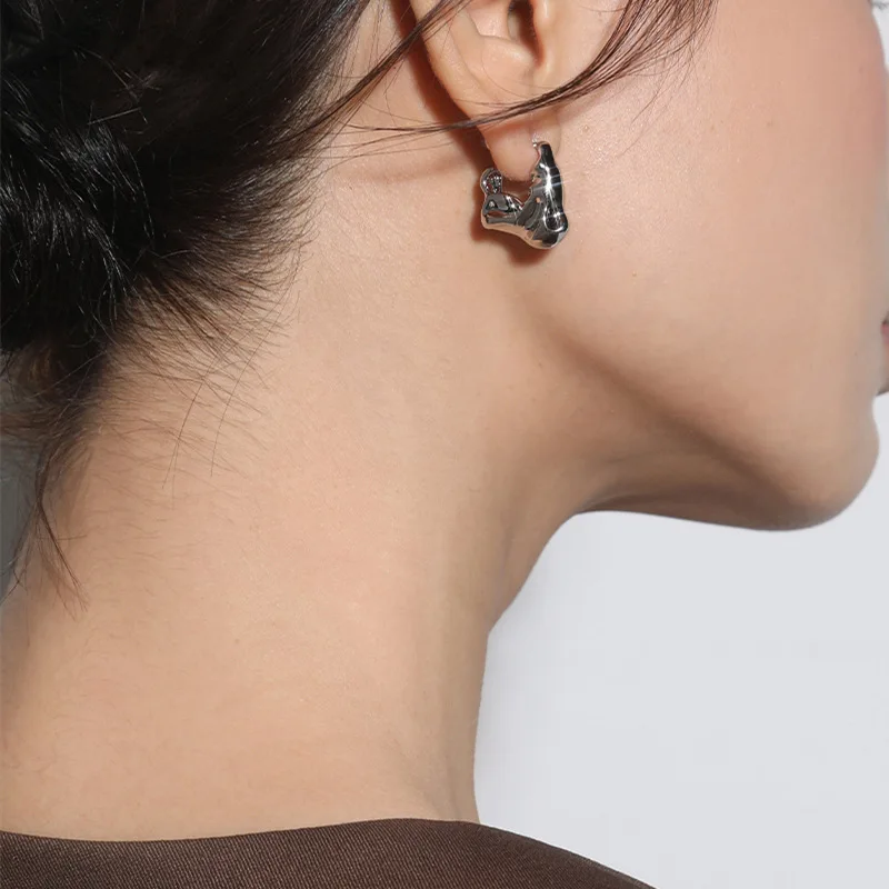 Gold Color Irregular Geometric Earring for Women's Exquisite Wavy Stud Earrings Fashion Metal Party Wedding Ear Accessories K