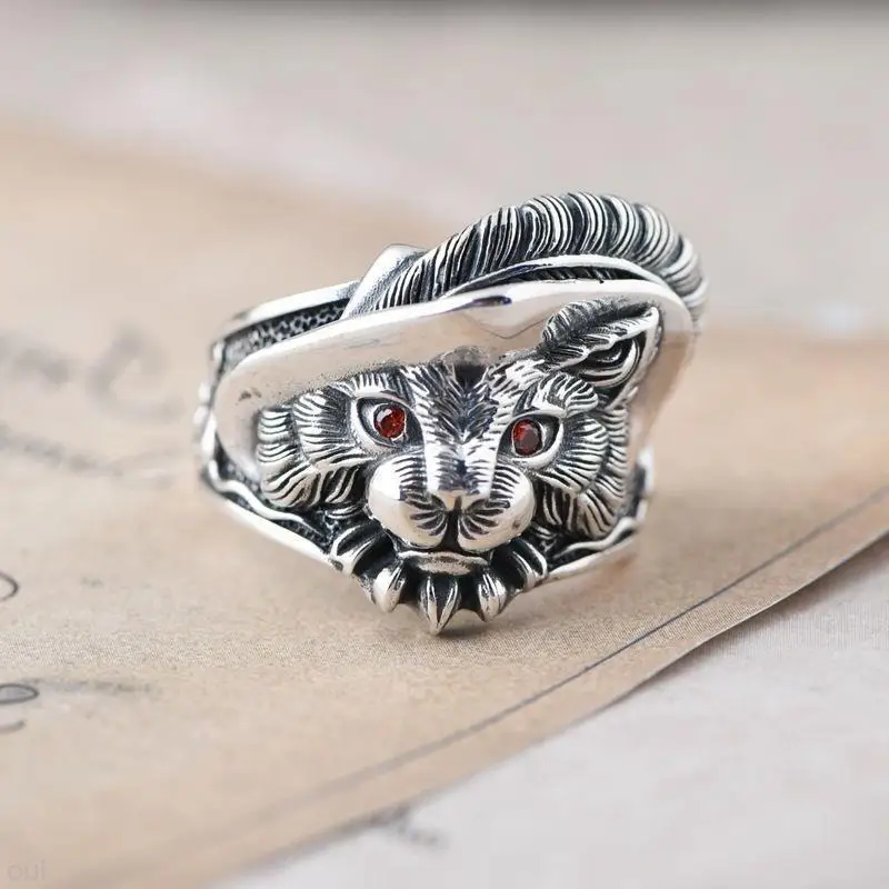 SALONGFANG Fashion Cartoon Cute Animal Cat Ring Mood Color-changing Ring Opening Adjustment Magic Multicolor Jewelry