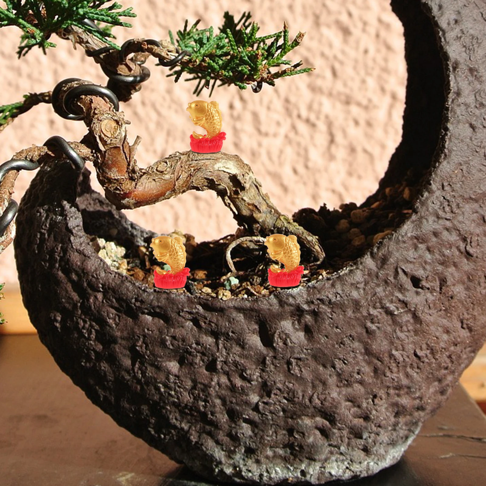 

4 Pcs Trinkets Wealth Decoration Ornaments Home Resin Artificial Fishing Statues
