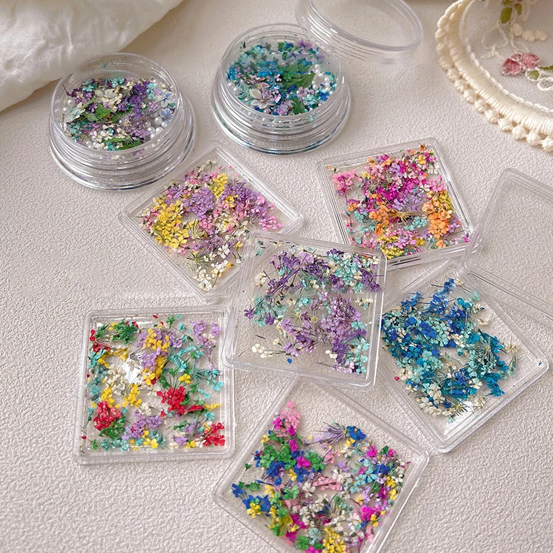 1Box Pearl Nail Art DIY Decorations Japanese Style UV Gel Dried Flower For Nails Art Jewelry Charms Flower Beauty Salon Decor